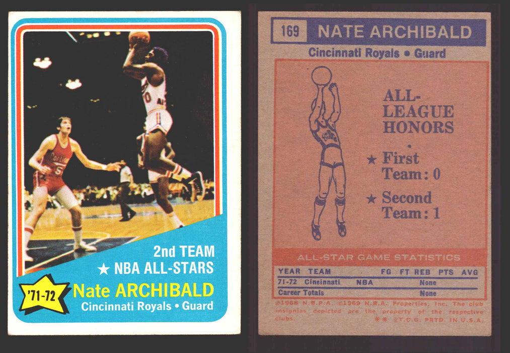 1971-72 Topps Basketball Trading Card You Pick Singles #1-#253 VG/EX #	169 Nate Archibald - Kansas City Kings AS  - TvMovieCards.com