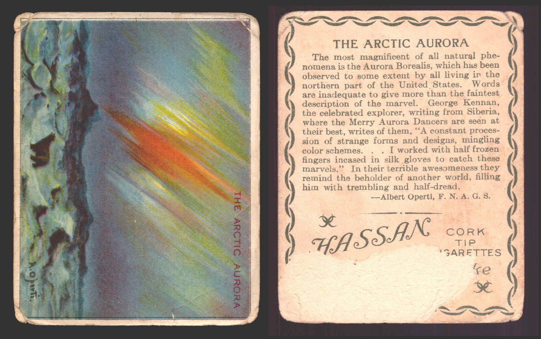 1910 T30 Hassan Tobacco Cigarettes Arctic Scenes Vintage Trading Cards Singles #16 The Arctic Aurora  - TvMovieCards.com