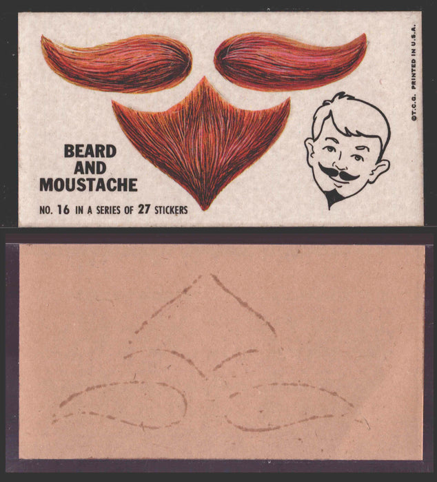 1967 Disgusting Disguises Sticker Trading Card You Pick Singles #1-27 #	 16   Beard and Moustache  - TvMovieCards.com