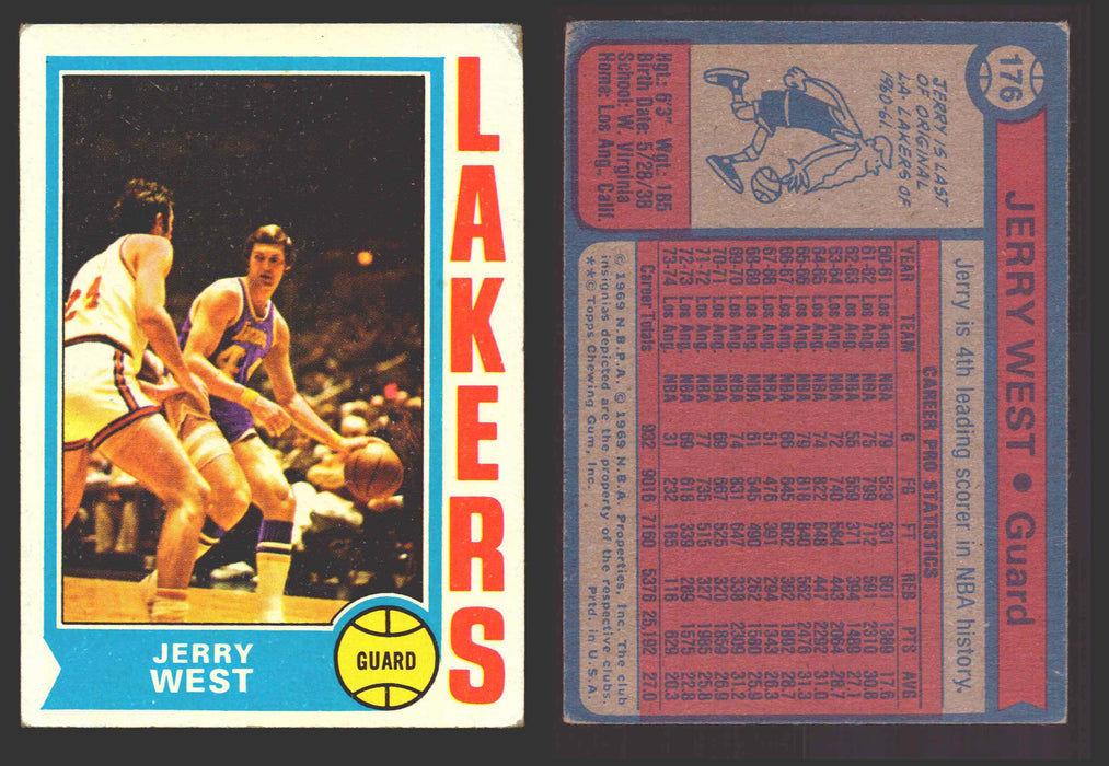 1974-75 Topps Basketball Trading Card You Pick Singles #100-#199 VG/EX #	176 Jerry West - Los Angeles Lakers  - TvMovieCards.com