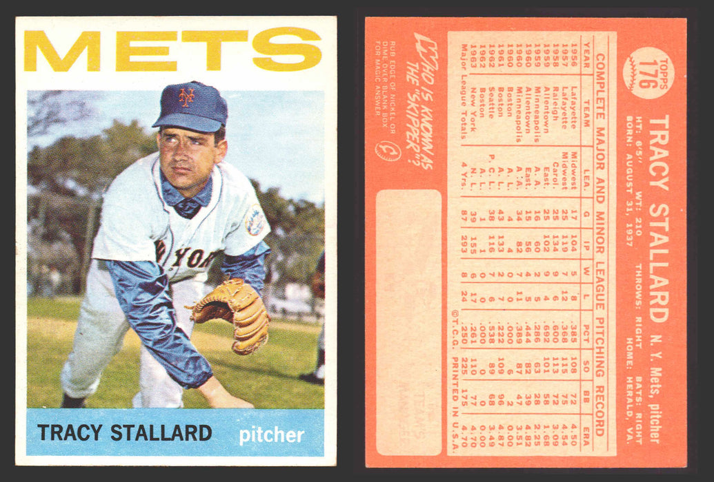 1964 Topps Baseball Trading Card You Pick Singles #100-#199 VG/EX #	176 Tracy Stallard - New York Mets  - TvMovieCards.com
