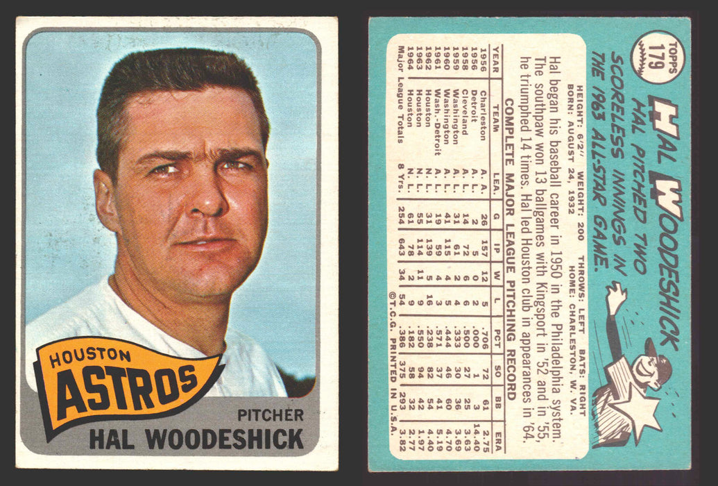1965 Topps Baseball Trading Card You Pick Singles #100-#199 VG/EX #	179 Hal Woodeshick - Houston Astros  - TvMovieCards.com