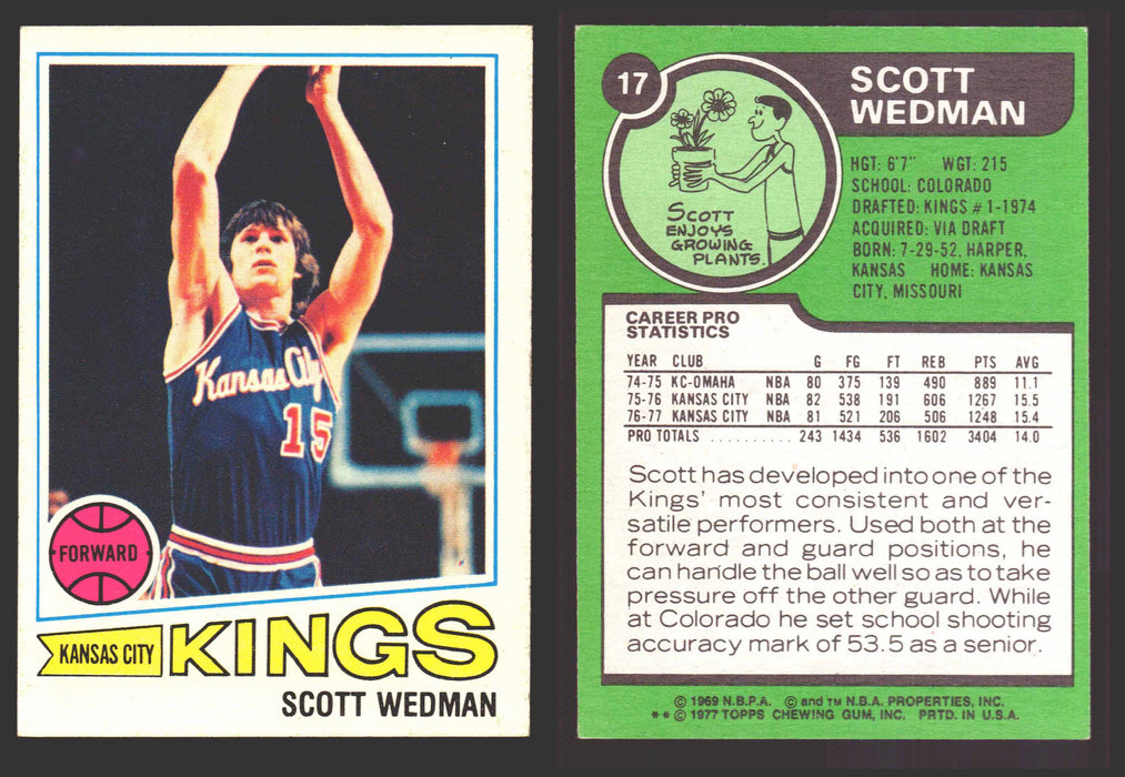 1977-78 Topps Basketball Trading Card You Pick Singles #1-#132 VG/EX #	17 Scott Wedman - Kansas City Kings  - TvMovieCards.com