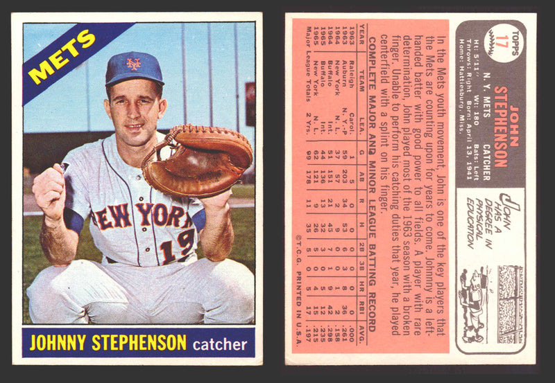 1966 Topps Baseball Trading Card You Pick Singles #1-#99 VG/EX #	17 John Stephenson - New York Mets  - TvMovieCards.com