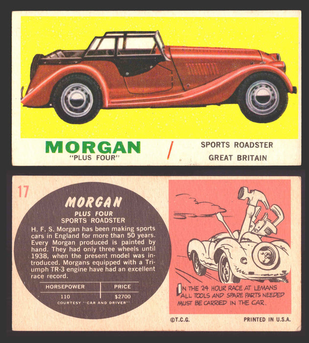 1961 Topps Sports Cars (White Back) Vintage Trading Cards #1-#66 You Pick Singles #17   Morgan "Plus Four"  - TvMovieCards.com