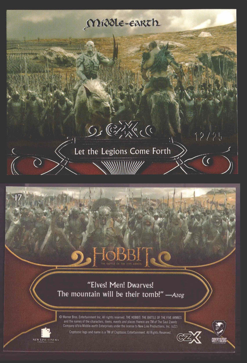 2022 Cryptozoic CZX Middle Earth Silver Parallel Base Card Singles 1-50 #/25 17 Let the Legions Come Forth - TvMovieCards.com