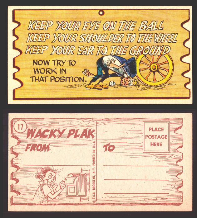 Wacky Plaks 1959 Topps Vintage Trading Cards You Pick Singles #1-88 #	 17   Keep your eye on the ball. Keep your shoulder to the grindstone. Keep your  - TvMovieCards.com