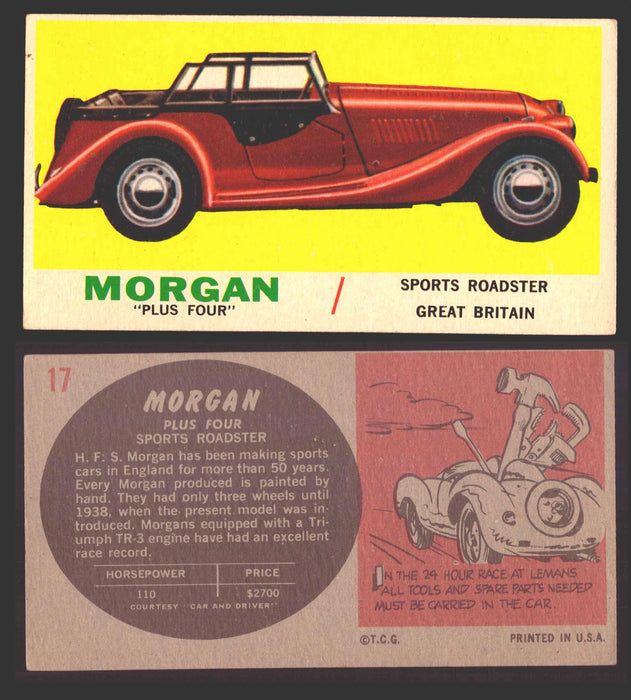 1961 Topps Sports Cars (Gray Back) Vintage Trading Cards #1-#66 You Pick Singles #17   Morgan "Plus Four"  - TvMovieCards.com
