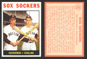 1964 Topps Baseball Trading Card You Pick Singles #100-#199 VG/EX #	182 Sox Sockers - Carl Yastrzemski / Chuck Schilling (creased)  - TvMovieCards.com