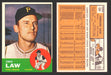 1963 Topps Baseball Trading Card You Pick Singles #100-#199 VG/EX #	184 Vern Law - Pittsburgh Pirates  - TvMovieCards.com