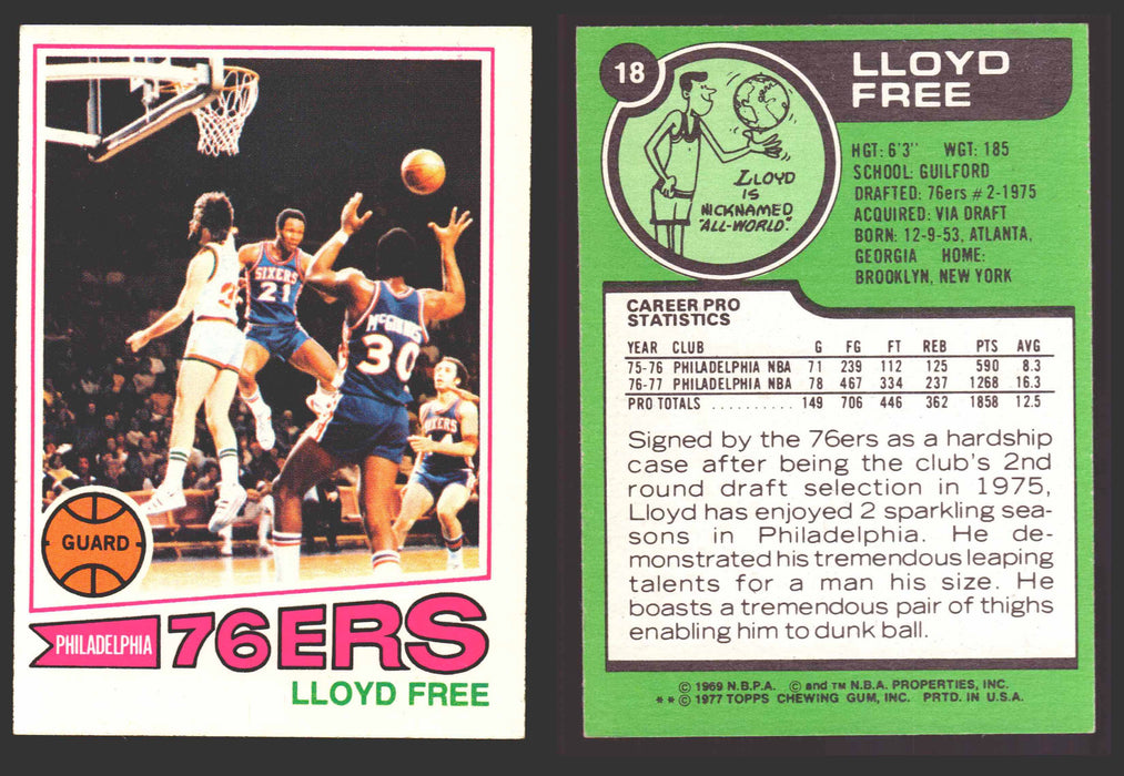 1977-78 Topps Basketball Trading Card You Pick Singles #1-#132 VG/EX #	18 Lloyd Free - Philadelphia 76ers  - TvMovieCards.com