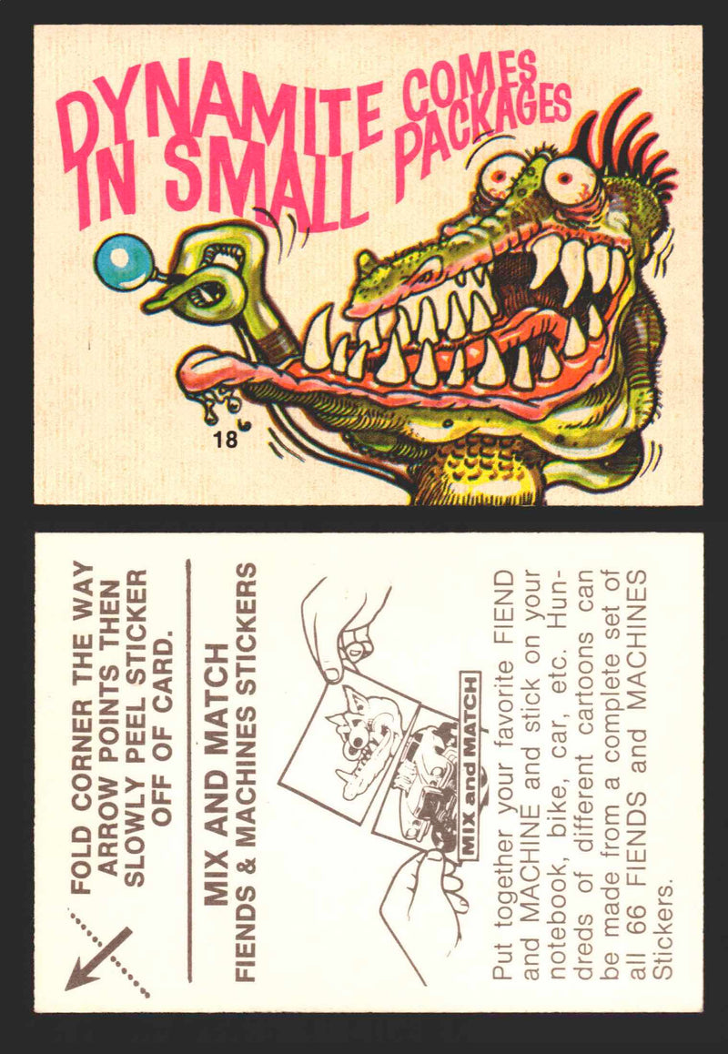 1970 Fiends and Machines Stickers Trading Card You Pick Singles #1-66 Donruss 18	Dynamite Comes In Small Packages  - TvMovieCards.com