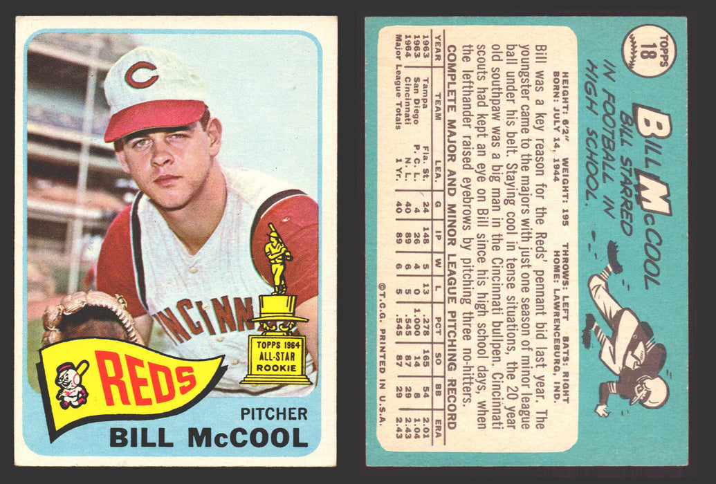 1965 Topps Baseball Trading Card You Pick Singles #1-#99 VG/EX #	18 Bill McCool - Cincinnati Reds  - TvMovieCards.com