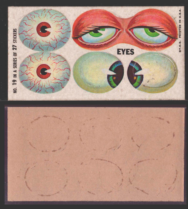 1967 Disgusting Disguises Sticker Trading Card You Pick Singles #1-27 #	 19   Eyes  - TvMovieCards.com