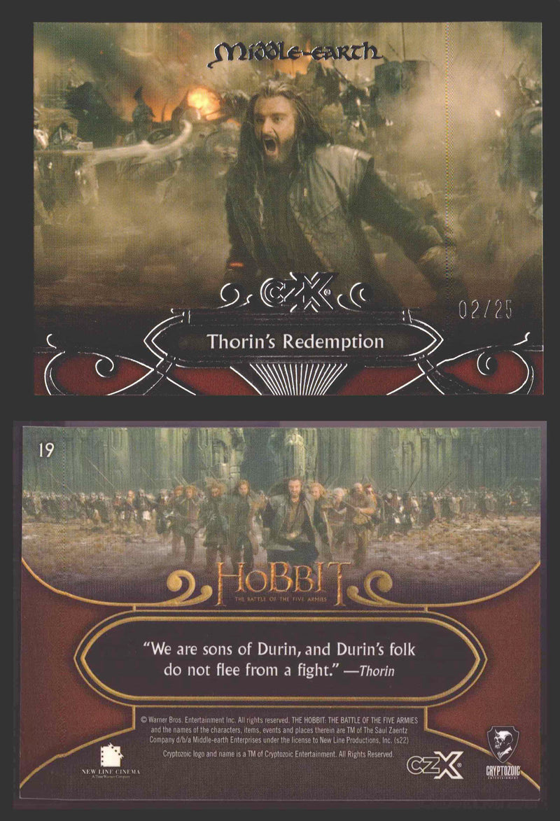 2022 Cryptozoic CZX Middle Earth Silver Parallel Base Card Singles 1-50 #/25 19 Thorin’s Redemption - TvMovieCards.com