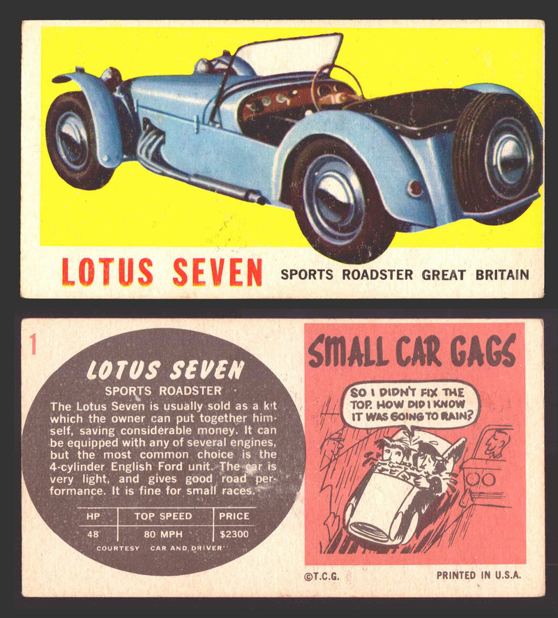 1961 Topps Sports Cars (White Back) Vintage Trading Cards #1-#66 You Pick Single #1 Lotus Seven - TvMovieCards.com