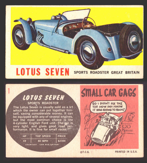 1961 Topps Sports Cars (White Back) Vintage Trading Cards #1-#66 You Pick Singles #1 Lotus Seven  - TvMovieCards.com