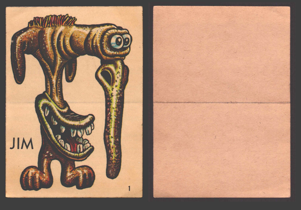 1965 Ugly Stickers Topps Trading Card You Pick Singles #1-44 with Variants 1 Jim - TvMovieCards.com
