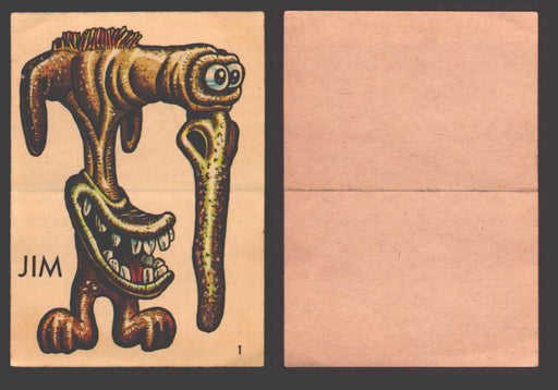 1965 Ugly Stickers Topps Trading Card You Pick Singles #1-44 with Variants 1 Jim - TvMovieCards.com