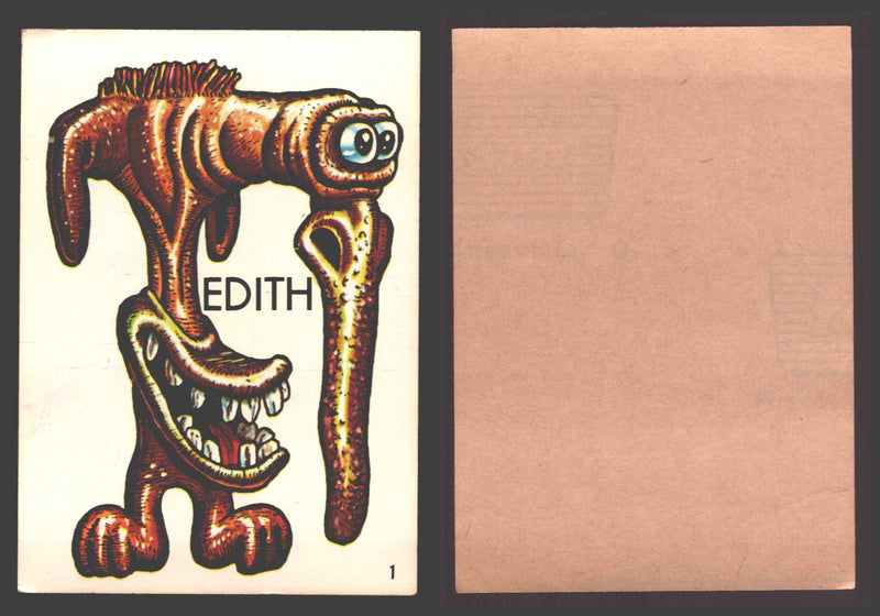 1968 Ugly Name Stickers OPC/Fasson Trading Card You Pick Singles #1-44 Variants #1 Edith - TvMovieCards.com
