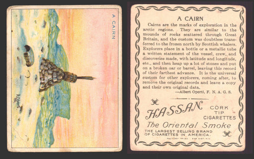 1910 T30 Hassan Tobacco Cigarettes Arctic Scenes Vintage Trading Cards Singles #1 A Cairn  - TvMovieCards.com
