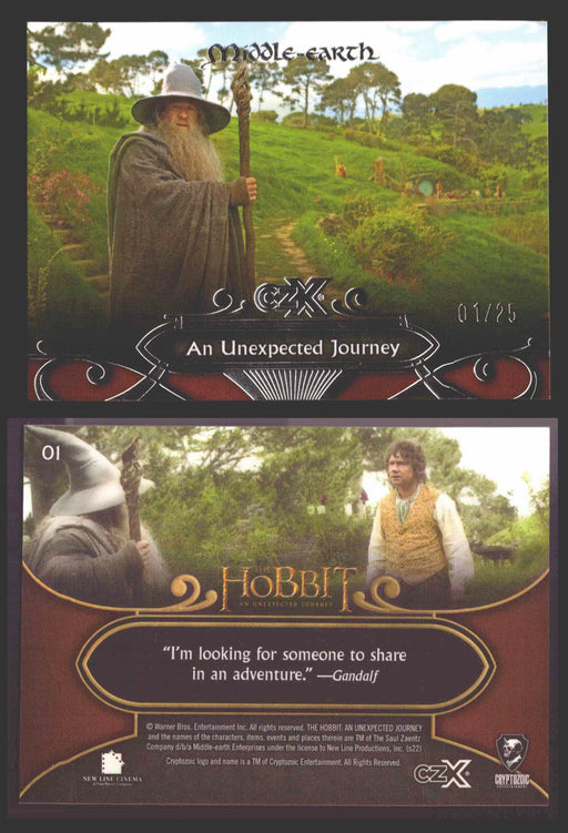 2022 Cryptozoic CZX Middle Earth Silver Parallel Base Card Singles 1-50 #/25 01 An Unexpected Journey - TvMovieCards.com