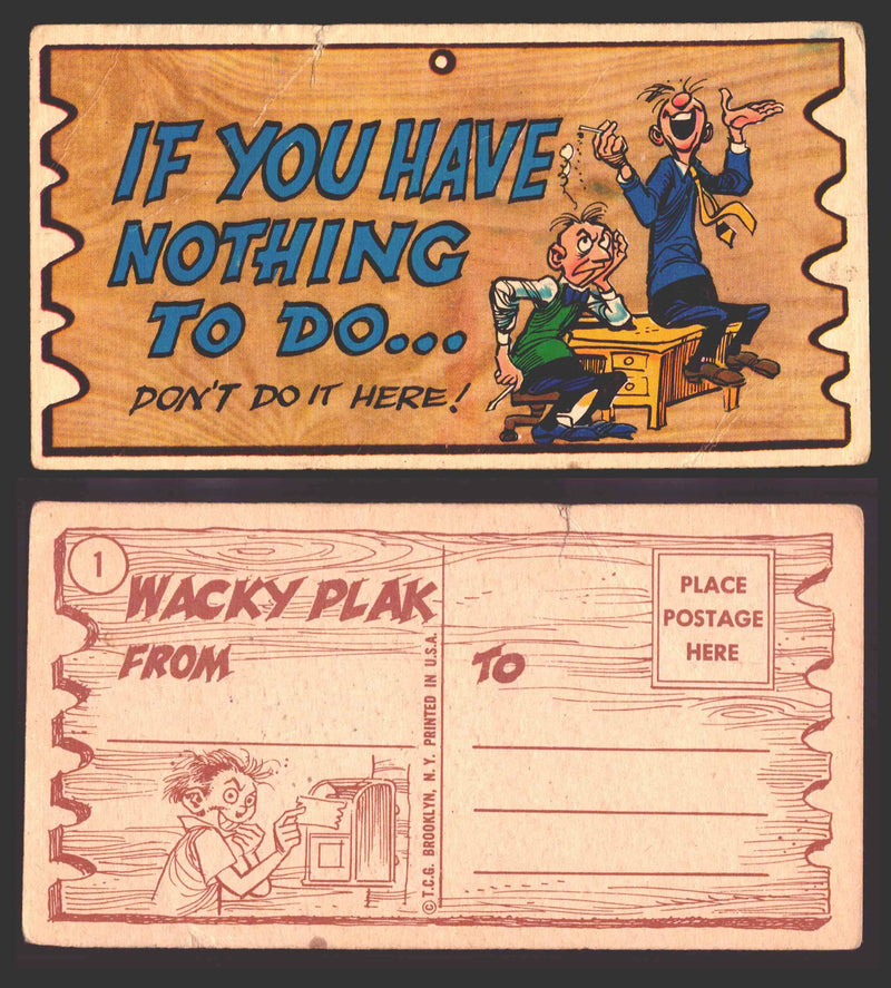 Wacky Plaks 1959 Topps Vintage Trading Cards You Pick Singles #1-88 #	  1   If you have nothing to do - don't do it here (creased)  - TvMovieCards.com