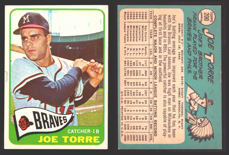 1965 Topps Baseball Trading Card You Pick Singles #200-#299 VG/EX   - TvMovieCards.com