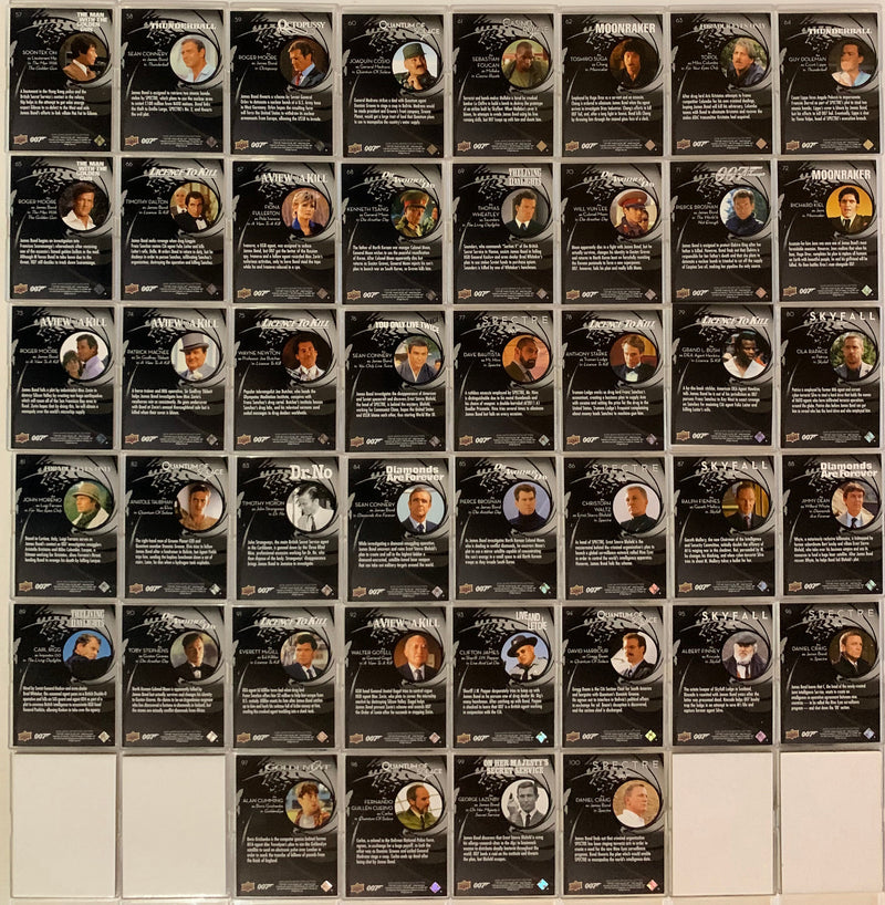 James Bond 2019 Collection Card Set of 150 Cards 100 Base+50 Special Upper Deck - TvMovieCards.com