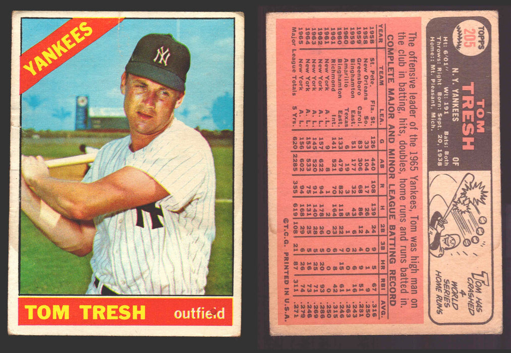 1966 Topps Baseball Trading Card You Pick Singles #100-#399 VG/EX #	205 Tom Tresh - New York Yankees  - TvMovieCards.com