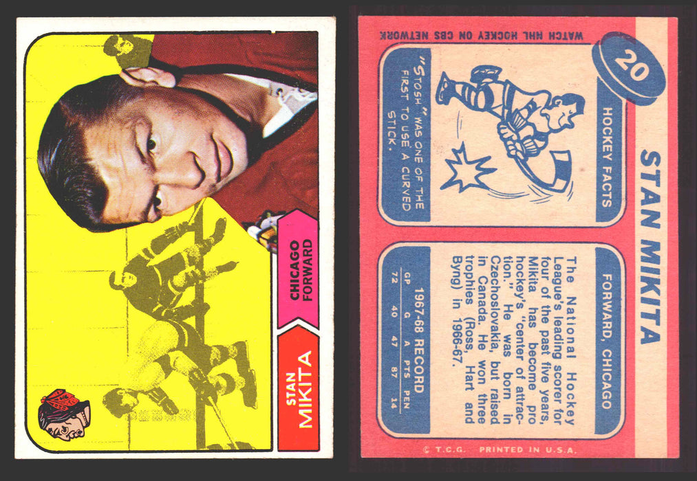 1968-69 Topps NHL Hockey Trading Card You Pick Singles #1-#118 VG/EX #	20 Stan Mikita (HOF)  - TvMovieCards.com