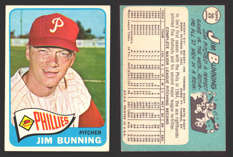 1965 Topps Baseball Trading Card You Pick Singles #1-#99 VG/EX   - TvMovieCards.com
