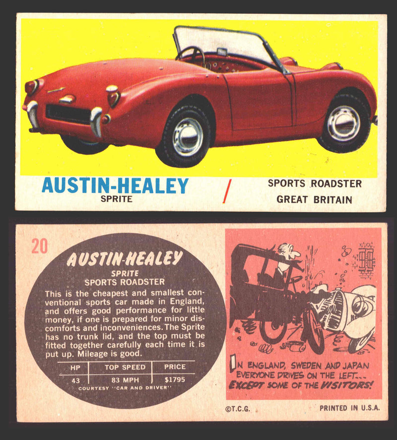 1961 Topps Sports Cars (White Back) Vintage Trading Cards #1-#66 You Pick Single #20 Austin-Healey Sprite - TvMovieCards.com