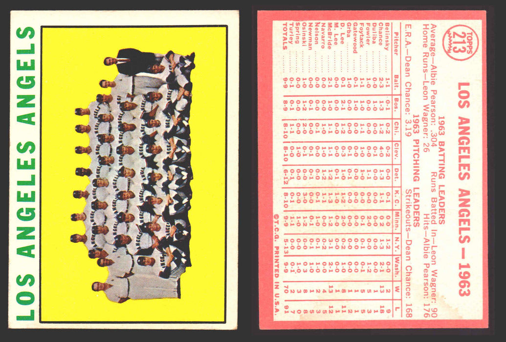 1964 Topps Baseball Trading Card You Pick Singles #200-#299 VG/EX #	213 Los Angeles Angels Team  - TvMovieCards.com