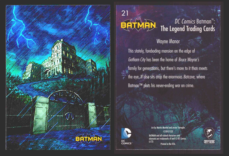 DC Comics Batman The Legend Parallel HoloFoil Base Trading Card Singles #1-63 21 Wayne Manor - TvMovieCards.com