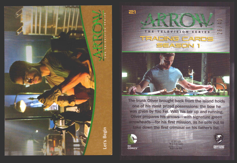 Arrow Season 1 Gold Parallel Base Trading Card You Pick Singles #1-95 xx/40 #	  21   Let's Begin  - TvMovieCards.com