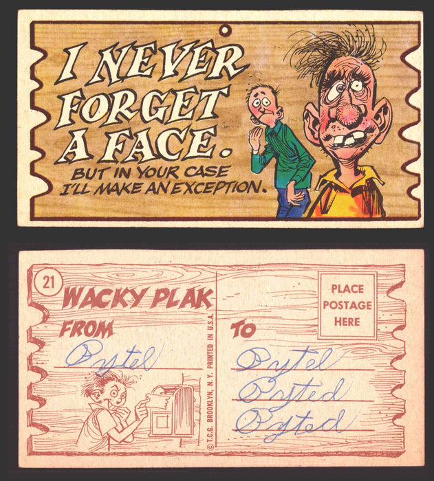 Wacky Plaks 1959 Topps Vintage Trading Cards You Pick Singles #1-88 #	 21   I never forget a face - but in your case I'll make an exception (marked)  - TvMovieCards.com
