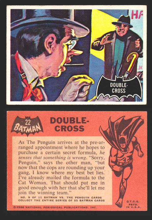 1966 Batman (Black Bat) Vintage Trading Card You Pick Singles #1-55 #	 22   Double-Cross  - TvMovieCards.com