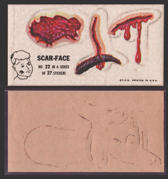 1967 Disgusting Disguises Sticker Trading Card You Pick Singles #1-27 #	 22   Scar-Face  - TvMovieCards.com
