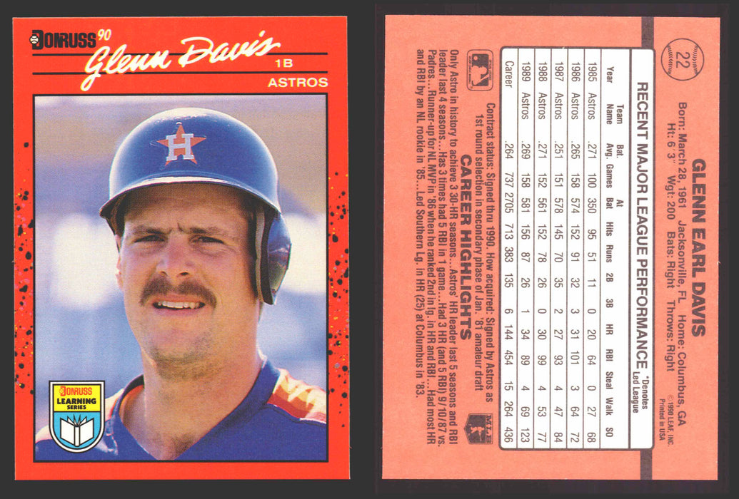 1990 Donruss Baseball Learning Series Trading Card You Pick Singles #1-55 #	22 Glenn Davis  - TvMovieCards.com