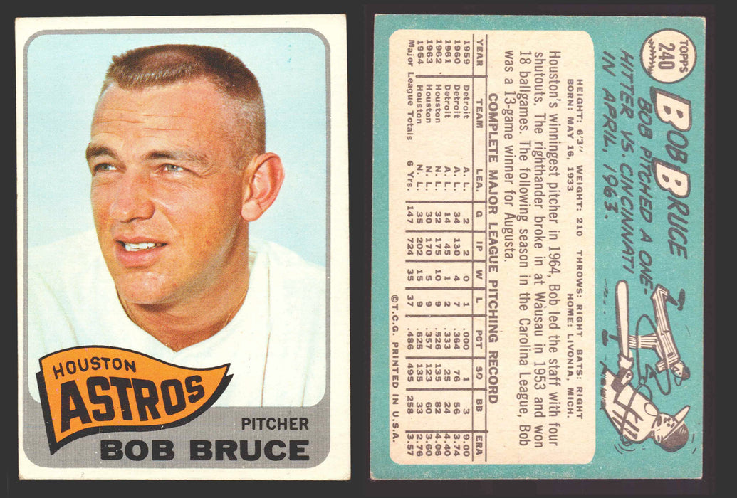 1965 Topps Baseball Trading Card You Pick Singles #200-#299 VG/EX #	240 Bob Bruce - Houston Astros  - TvMovieCards.com