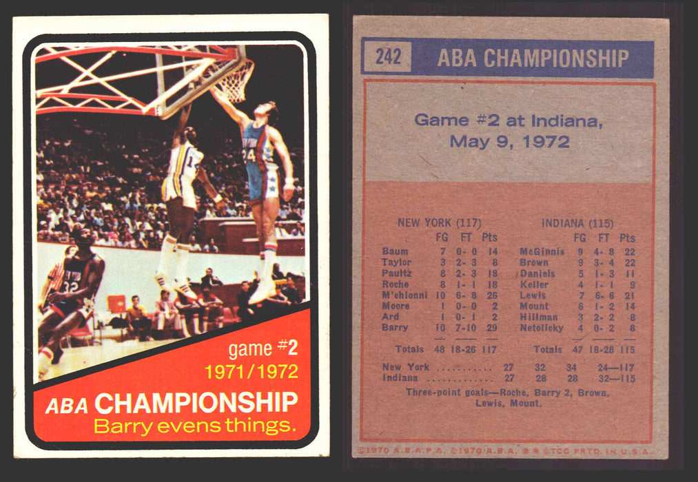 1971-72 Topps Basketball Trading Card You Pick Singles #1-#253 VG/EX #	242 ABA Championship Game 2 - Nets vs Pacers  - TvMovieCards.com