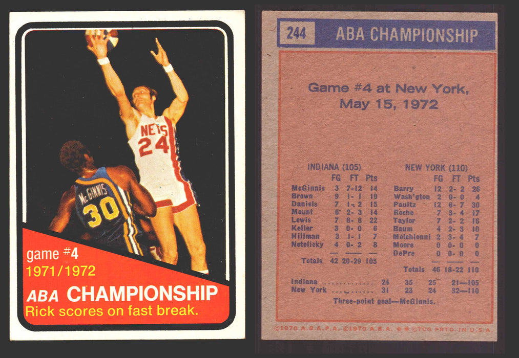 1971-72 Topps Basketball Trading Card You Pick Singles #1-#253 VG/EX #	244 ABA Championship Game 4 - Nets vs Pacers  - TvMovieCards.com