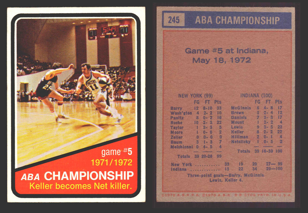 1971-72 Topps Basketball Trading Card You Pick Singles #1-#253 VG/EX #	245 ABA Championship Game 5 - Nets vs Pacers  - TvMovieCards.com