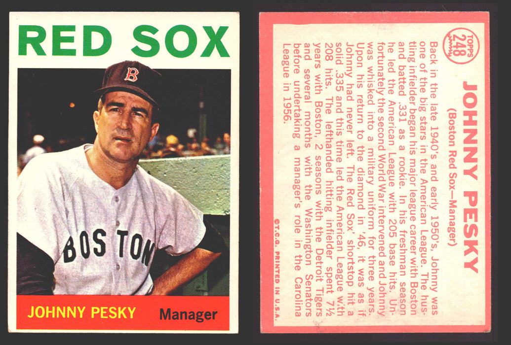 1964 Topps Baseball Trading Card You Pick Singles #200-#299 VG/EX #	248 Johnny Pesky - Boston Red Sox  - TvMovieCards.com