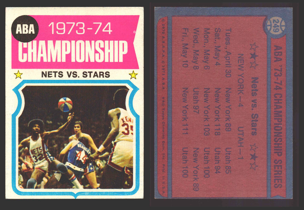 1974-75 Topps Basketball Trading Card You Pick Singles #200-#264 VG/EX #	249 1973-74 ABA Championship - Nets vs. Stars  - TvMovieCards.com