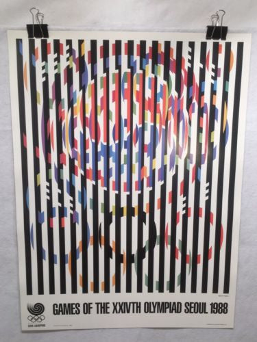 1988 Original Seoul Olympics Yaacov Agam "Message of Peace" Poster South Korea   - TvMovieCards.com