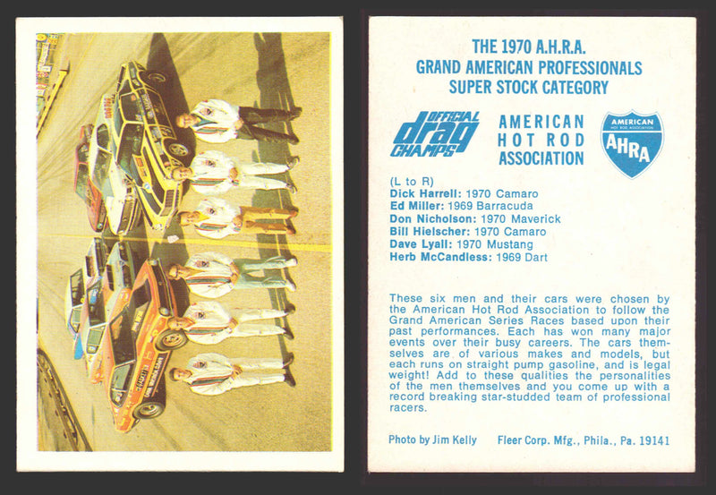 AHRA Official Drag Champs 1971 Fleer Vintage Trading Cards You Pick Singles #1-6 24 The 1970 A.H.R.A. Grand American Professionals Super Stock Category - TvMovieCards.com