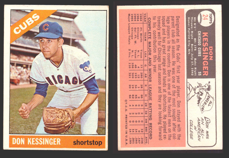 1966 Topps Baseball Trading Card You Pick Singles #1-#99 VG/EX #	24 Don Kessinger - Chicago Cubs RC  - TvMovieCards.com