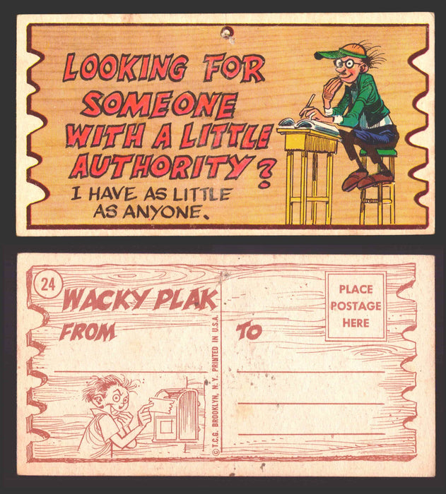 Wacky Plaks 1959 Topps Vintage Trading Cards You Pick Singles #1-88 #	 24   Looking for someone with a little authority? - I have as little as anyone (damaged)  - TvMovieCards.com